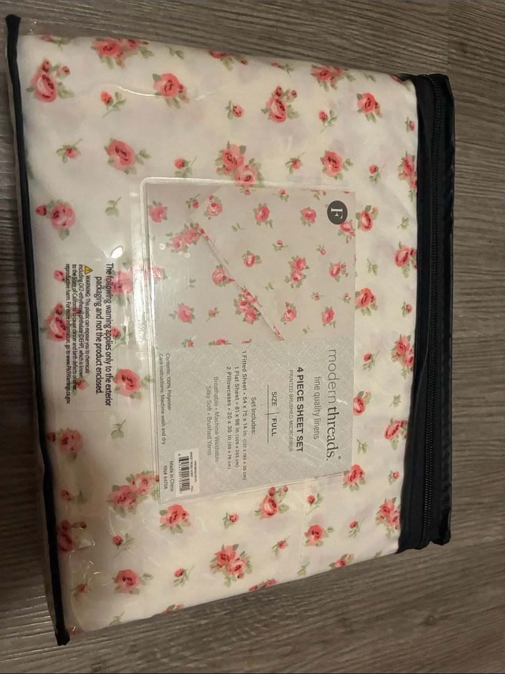 Modern Threads Pink Rose Full Sheet Set - Floral Bedding